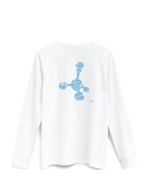 Distortion / White Long Sleeve / Blue Art