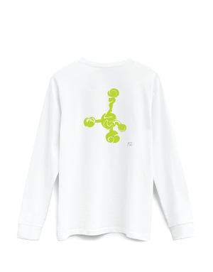 Distortion / White Long Sleeve / Green Art