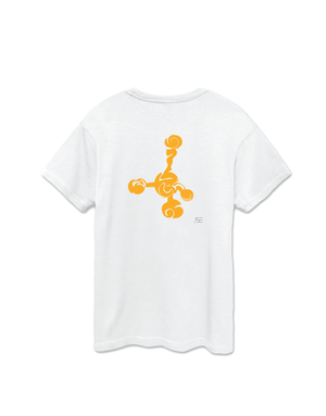 Distortion / White T-shirt / Orange Art