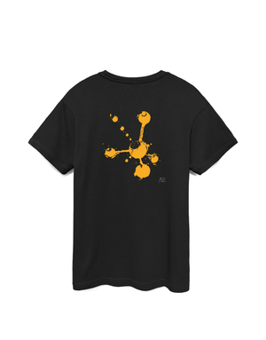 Reaction / Black T-shirt / Orange Art